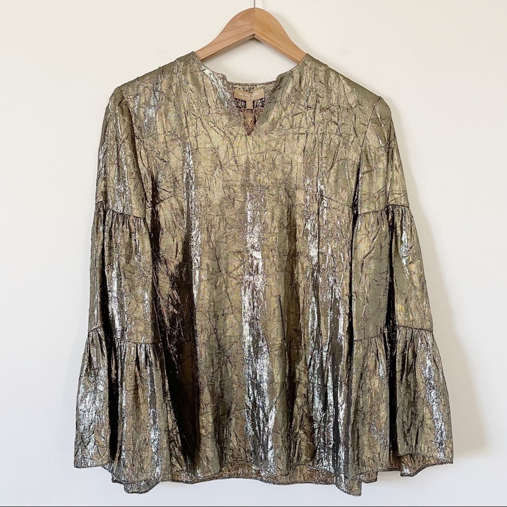 MICHAEL KORS COLLECTION Crushed Silk Lamé Poet Blouse